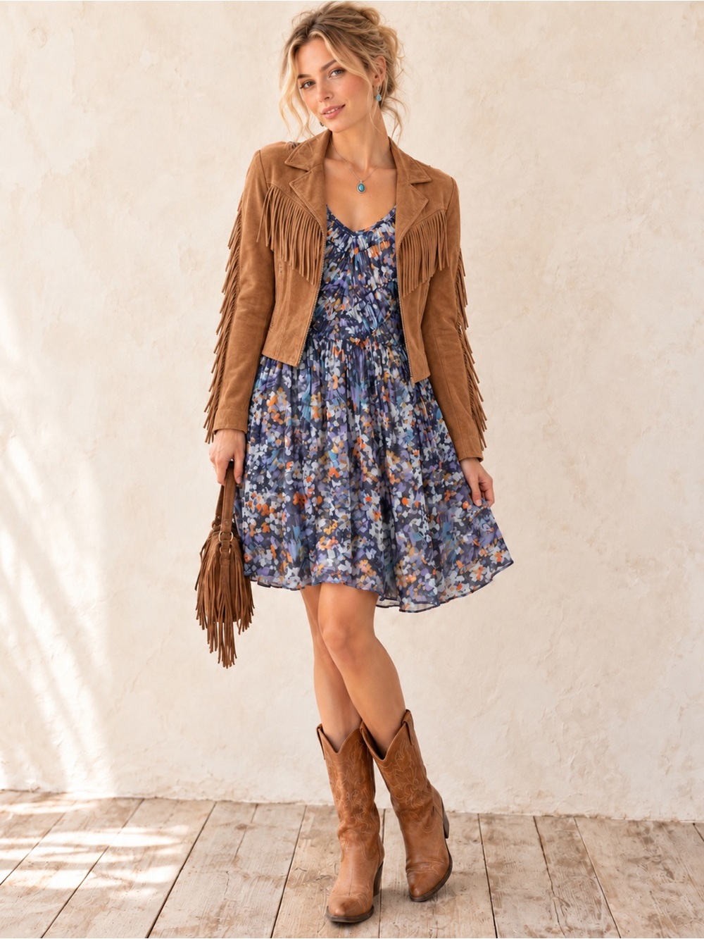 Weston Wear Anthropologie Painterly Blue Floral V-Neck Smocked Dress Size XS